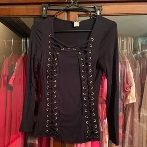 Venus brand lace up detail blouse. Sz S